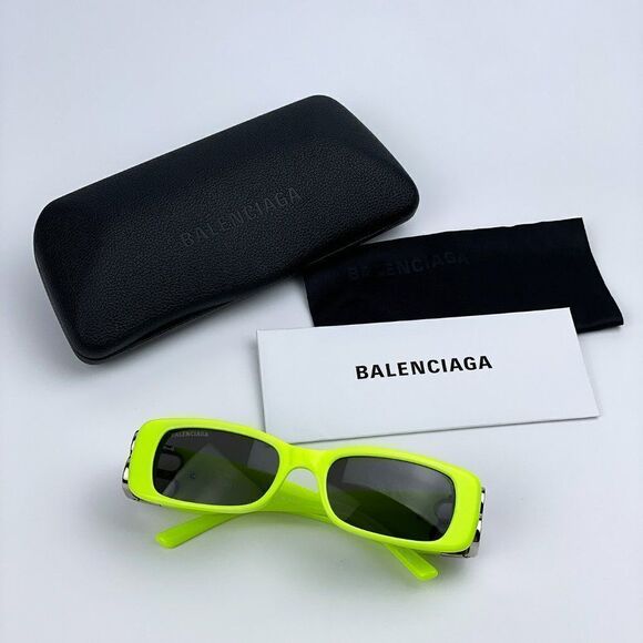 NEW Balenciaga  BB0096S 008 Yellow Silver Logo Grey Square Unisex Sungla… main image 11